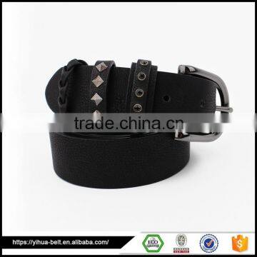 Branded beautiful fashion black pu rivet belt