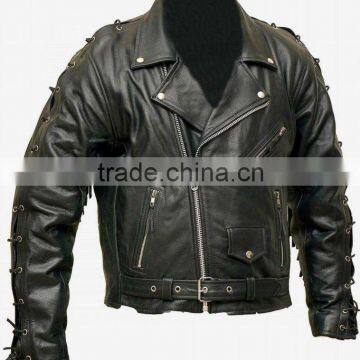 Leather Laced Motorcycle Jacket