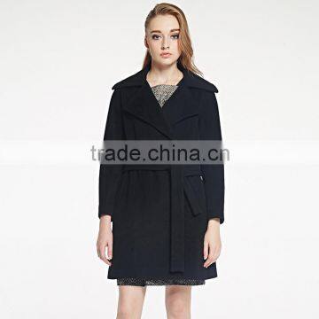 Women's Single Breasted Wool Coat with Belt Winter Clothing Customization OEM Type Factory Guangzhou Baiyun