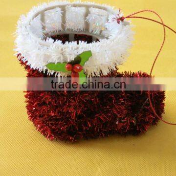 3D 10X10X5cm PET classic Santa boot Christmas hanging decoration