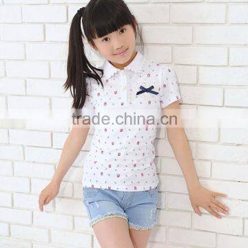 wholesale custom Toddler Girls Boutique Kids Polo Shirt and Top Fashion Girl T Shirt or Polo Neck T Shirt