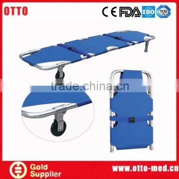 Emergency ambulance folding stretcher