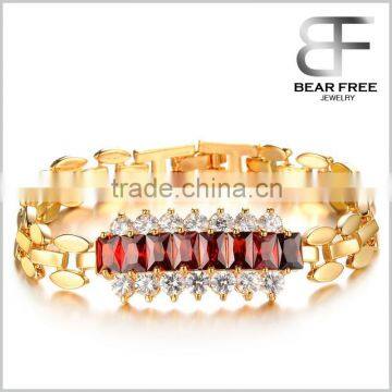 18K Gold Plated Filled Elegant Women Bracelet Chain Multilayer CZ Inlaid Wristband Bride Gifts