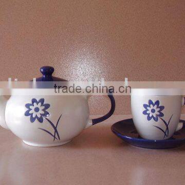 15pcs blue color handpainted ceramic coffee set