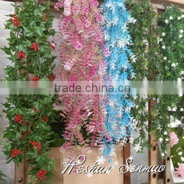 factory direct sale artificial hanging vine foliage with led light lighting rattan for Christmas lighting