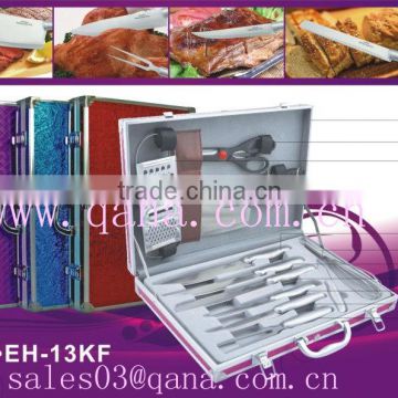 13pcs knife set with aluminum case/13pcs cutlery set stainless steel high quality