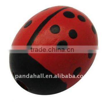 Wood Beads, Lead Free, Dyed, Fruit, Red, 13x17mm, hole: 3mm(WOOD-A008-1)