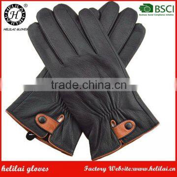 New Hot Winter Luxury Snap Button Men Driving Leather Gloves