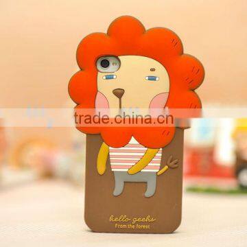 Fashion Cute Cartoon Lion Silicone Cell Phone Protection Case Cover For I Phone 4 5