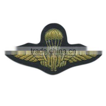 Thailand parachutists wing badge | Gold colour embroidery bullion on black felt | Sea on style ever jump wing badge