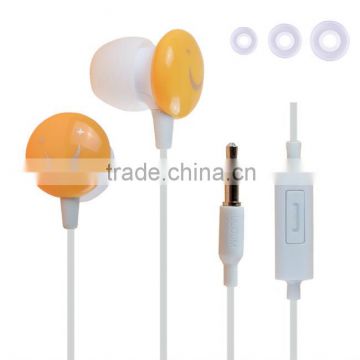 ULDUM cheap stereo smile in-ear headphone with mic for mobile phone mp3 mp4