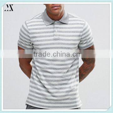 2016 Fitch Stripe Polo Contrast Collar Grey In Muscle Slim Fit Polo Shirt