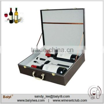 Leather Wine Box with Accessories Gift Set