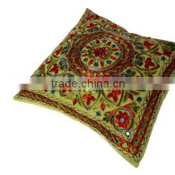 RTHCC-67 New 2015 Home Furnishing Khambadiya Stylish Gujarati Mirror Work Embroidered Cotton cushion covers New Year Christmas