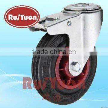 Black Rubber bolt hole double brake Standard industrial caster wheel