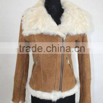 New Brand Genuine Sheep Fur Jacket For Lady Posh Style Lamb Skin Fur Coat