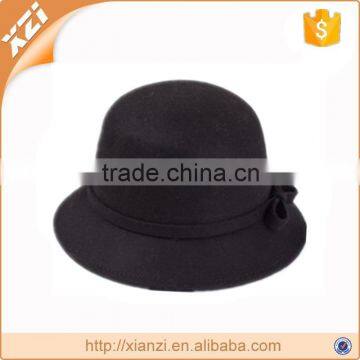 Polyester hat black pretty bucket hat fake wool felt cloche hat