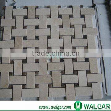 Basketweave gray white marble mosaic tiles