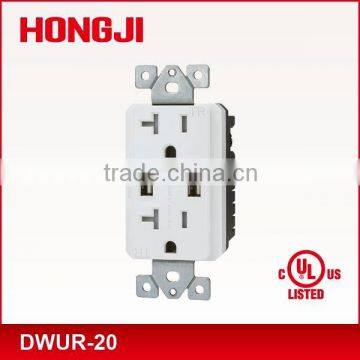 4.0A 5VDC Dual USB Charger with 20A Duplex Tamper Resistant Receptacle