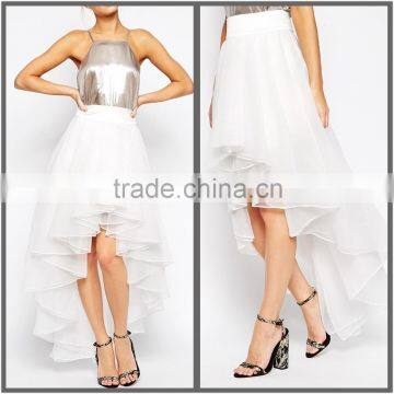Woman summer fashion latest skirt design pictures organza skirt, ruffled table skirt