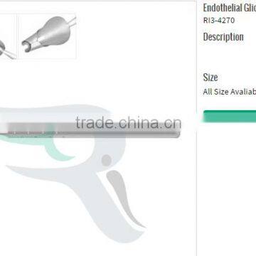 Giannetti Nucleus Captuer Spoon, Paton Spatula & Spoon, Endothelial Glide funnel-shaped spatula cut-out notch at tip