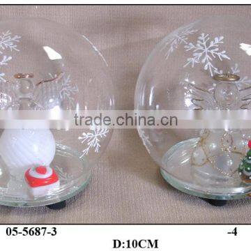 Hand Painted Clear Glass Christmas Ball With LED Light photo-3