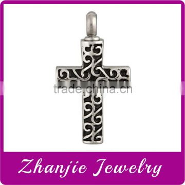 Black Enamel Stainless Steel Jesus Christ Cross Pendant ,Hot Stainless Steel Hollow Out Cremation Pet Urn Pendant For Funeral