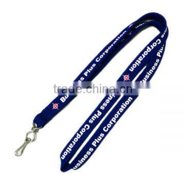 High quality white on blue polyester tubular lanyard