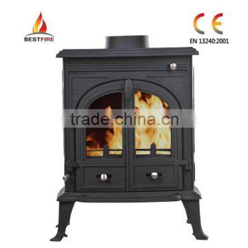 Steel cast iron wood burning stove