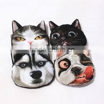 Cat Dogs Print Money Bag 3D Visual Shock Fashion Design Coin Purse Small Wallets