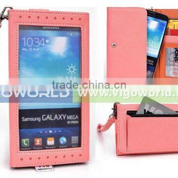 Universal wallet phone case for Samsung 6.3 case for 6-6.3 inch with TOUCH WINDOW & card slots