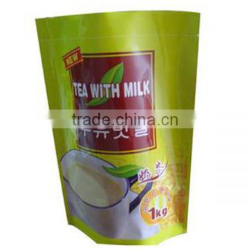 Stand up plstic pouch for tea with milk