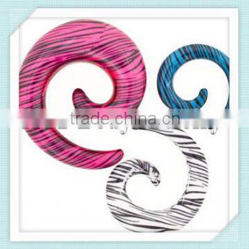 UV Acrylic print zebra-stripe spiral ear plug piercing body jewelry