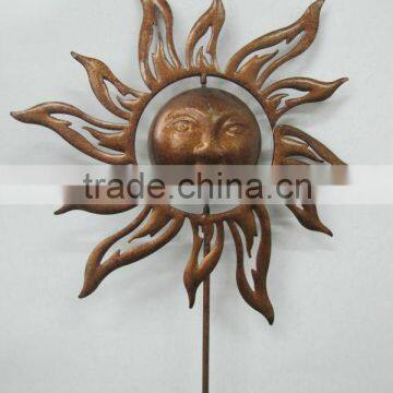 new! iron golden sun face for garden decoration