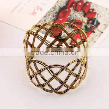 Handmade Women Charm Wire Hollow Out Arm Cuff Open Bangle photo-3