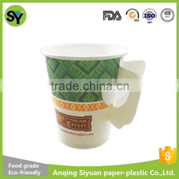 Hot drink disposable paper cup with handle