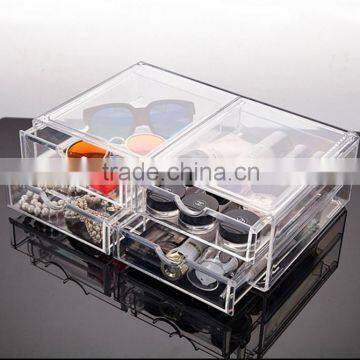 Hot selling customized OEM ODM accepted acrylic cosmetic storage box with drawers