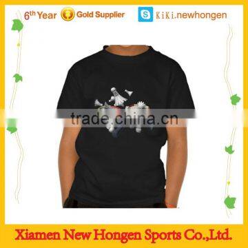 customized kids black badminton jersey, casual wear shirt for children