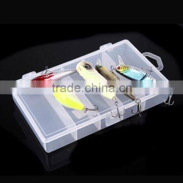 5pcs Fishing Hard Baits Lures Minnow Popper Crank Popper Carbon Steel Hook With Box photo-2