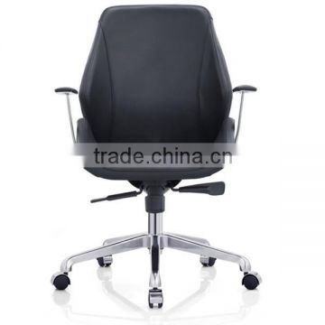 Economical Black PU Leather Medium Back Office Chairs with Synchro Function