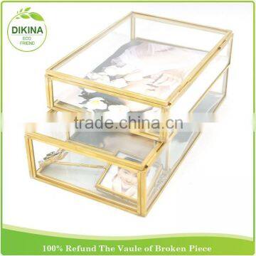 Wedding Decoration Centerpieces Holder <> Vintage Brass Box Pentagon Display Jewelry - Wholesale Glass Souvenir Picture Frame photo-3