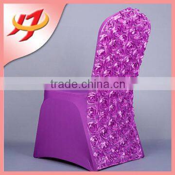 Hot sale banquet rosette purple wedding decorative chair covers