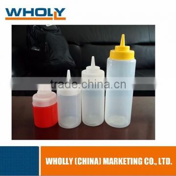 300ml Clear Plastic Ketchup Sauce Soy Squeeze Bottles with Screw Cap