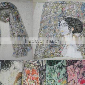 81310137 woman's portrait colourful gauze scarf