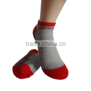 Haining GS custom half terry black PVC non slip red and gray polyester women grip socks