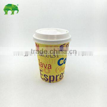 White / black paper coffee cup plastic lid with button