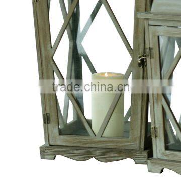 Wooden/Iron Lanterns With Wax Candle Set 2 Packing photo-5