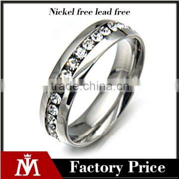 Unique Design Women Silver Hot Sale Stainless Steel Crystal Rings Jewelry Wedding Band