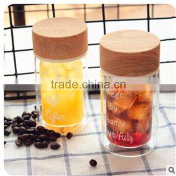 Wholesale New Product-heat Resistant Double Wall Borosilicate Glass Bottle With Bamboo Lid 200ml/300ml photo-3