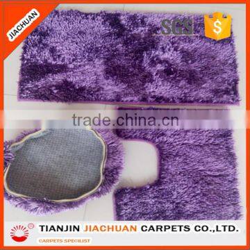 Long Pile Polyester Washable Shiny Chenille 3 Piece Bathroom Mat Sets